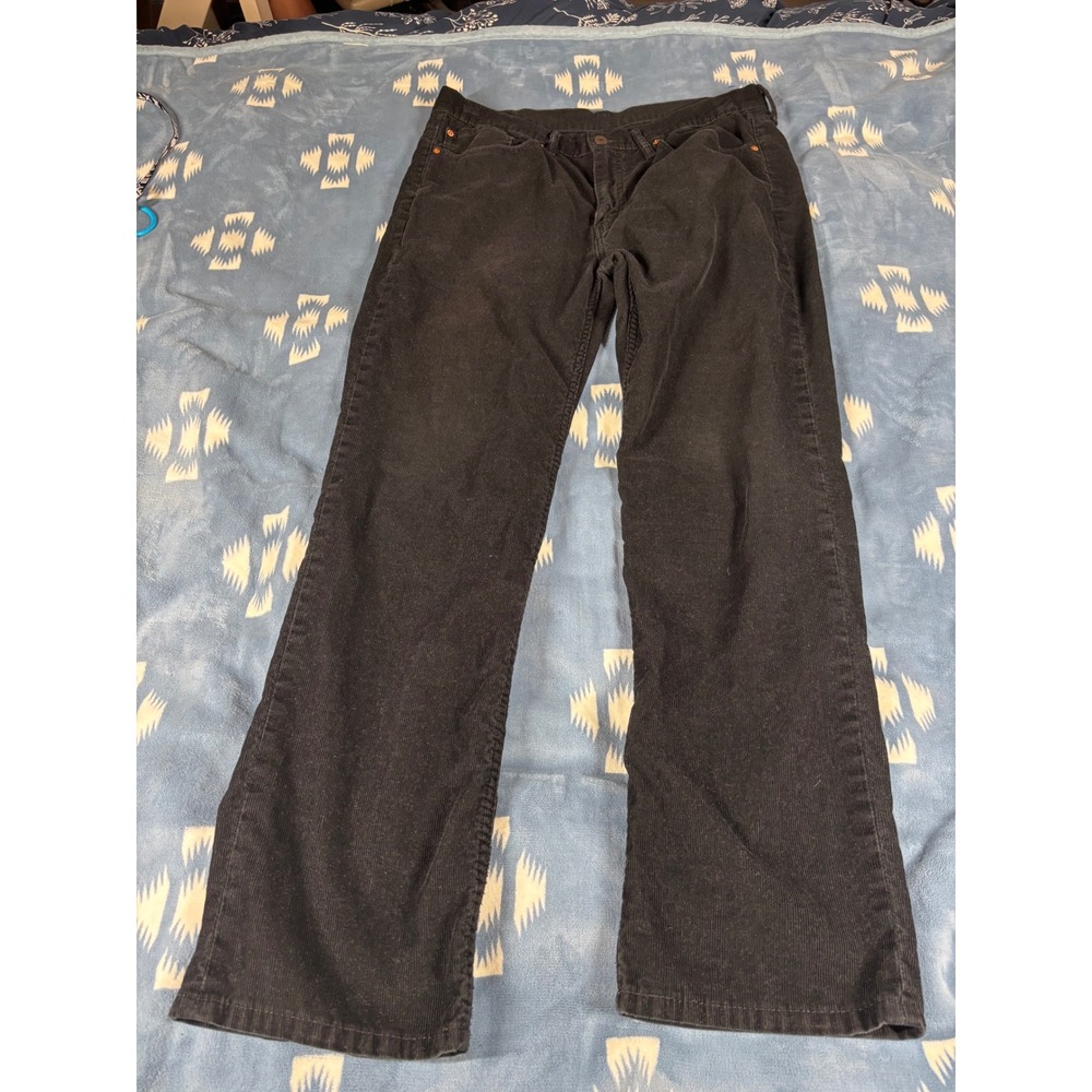 Levis 514 Straight Fit Corduroy Pants Mens W36 L32 Black 5-Pocket Cords
